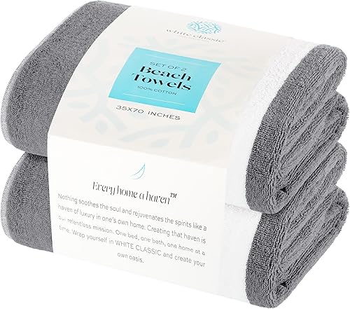 Miniatura 6 de White Classic Toallas de playa de gran tamaño de algodón a rayas cabaña, toalla de baño grande Lujosa felpa gruesa toalla de piscina para hotel