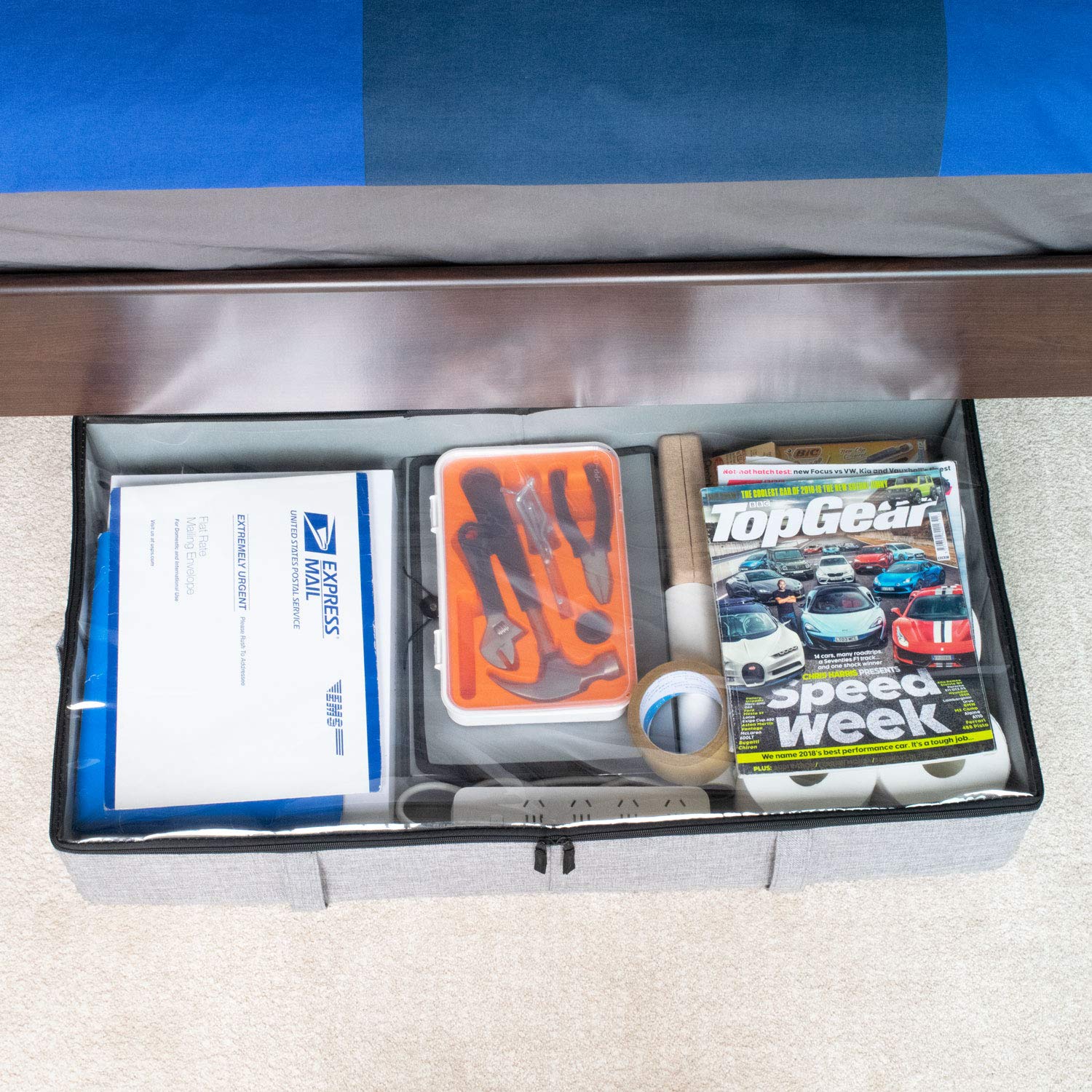 Low Profile Under Bed Storage Containers, 4.5 Inches Tall and Fits Beds