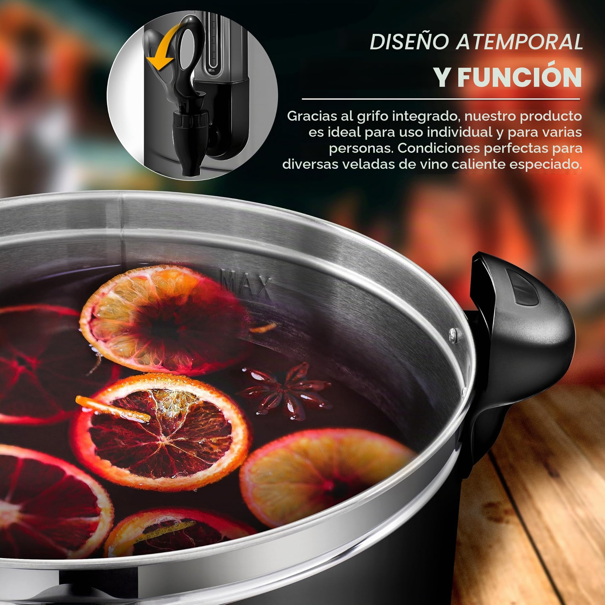 TRESKO Hervidor de vino caliente 30 l/2500 W acero inoxidable - Hervidor de vino caliente - Dispensador de agua caliente