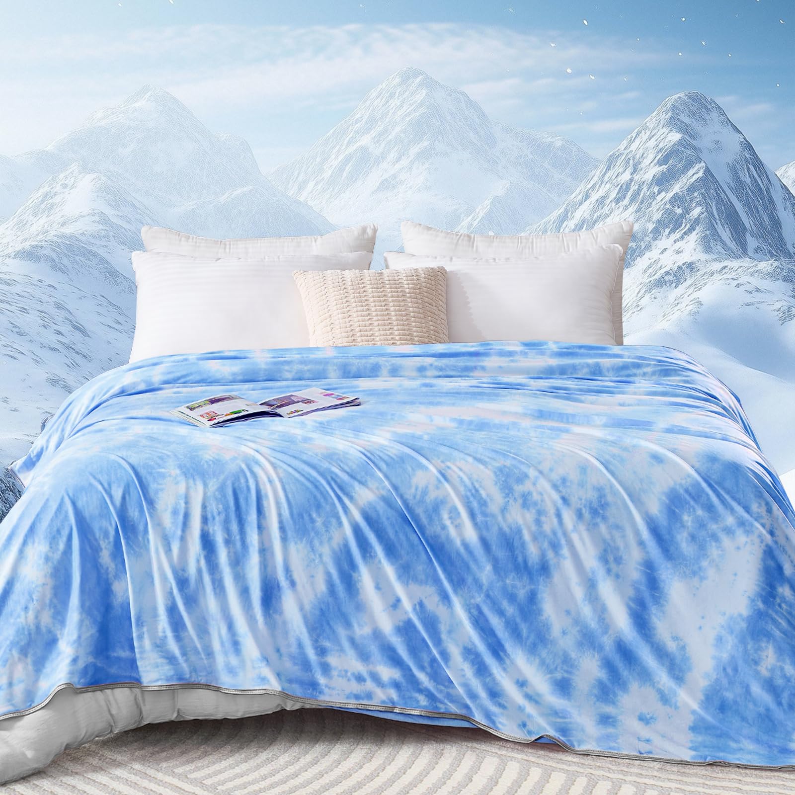 inhand Cooling Blanket Queen Size – Summer Cool Bedding, Cold Blanket for Sleeping, Hot Sleepers & Adults, Lightweight Summer Blanket Double for Bed, Sofa, Chair–178x228cm, Blue