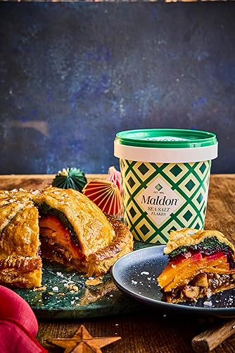 Miniatura 4 de Maldon Sal, copos de sal marina, 20 onzas (20.11 oz), bañera resellable, Kosher, natural, artesanal, gourmet, cristales piramidales