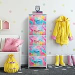 Sorbus Table de chevet avec 5 Tiroirs - Meubles de chevet pour enfants - Cadre en acier, plateau en bois & Boîtes de tissus à tirage facile - Dressing & Poitrine pour la maison, Accessoires de chambre, Bureau & Dorme du collège