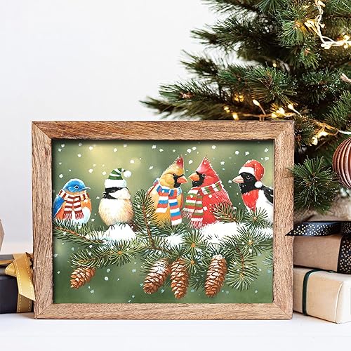 Miniatura 4 de Kits de pintura de diamantes para adultos, pintura de diamantes de Navidad, pájaros de arte de diamantes, bricolaje 5D redondo, kit de arte de