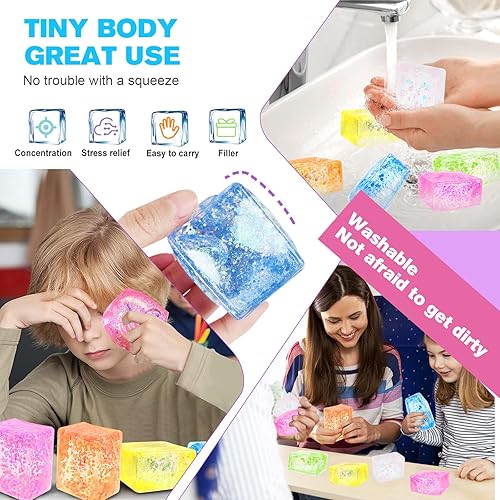 Miniatura 4 de 8 bolas de estrés para niños, juguetes para adultos para aliviar el estrés, juguetes sensoriales para niños autistas, cubo de hielo grande, juguetes