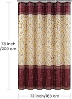 Vista 7 de Cortina de ducha larga de tela, cortinas de ducha de damasco bohemio con estampado de paisley en vino burdeos y oro amarillo, cortinas impermeables