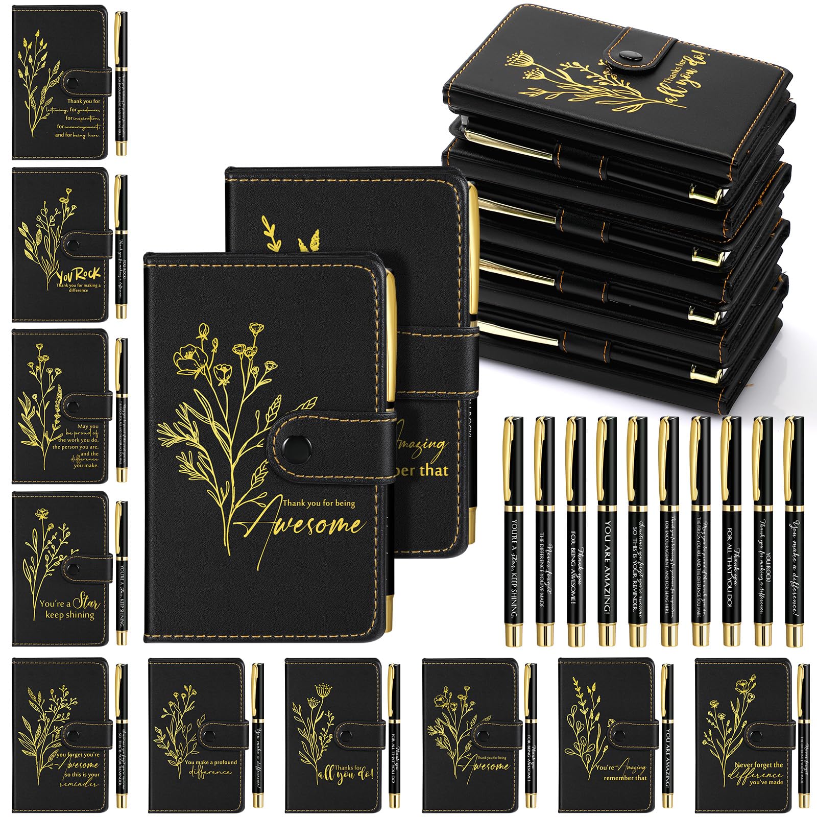 Dispowreath Leder-Tagebuch, Notizbuch, Dankeschön-Geschenke, inspirierende Tagebücher mit Kugelschreibern, Großpackung, Notizblock für Schule, Lehrer, Krankenschwester, Büro, Mitarbeiter, Kollegen