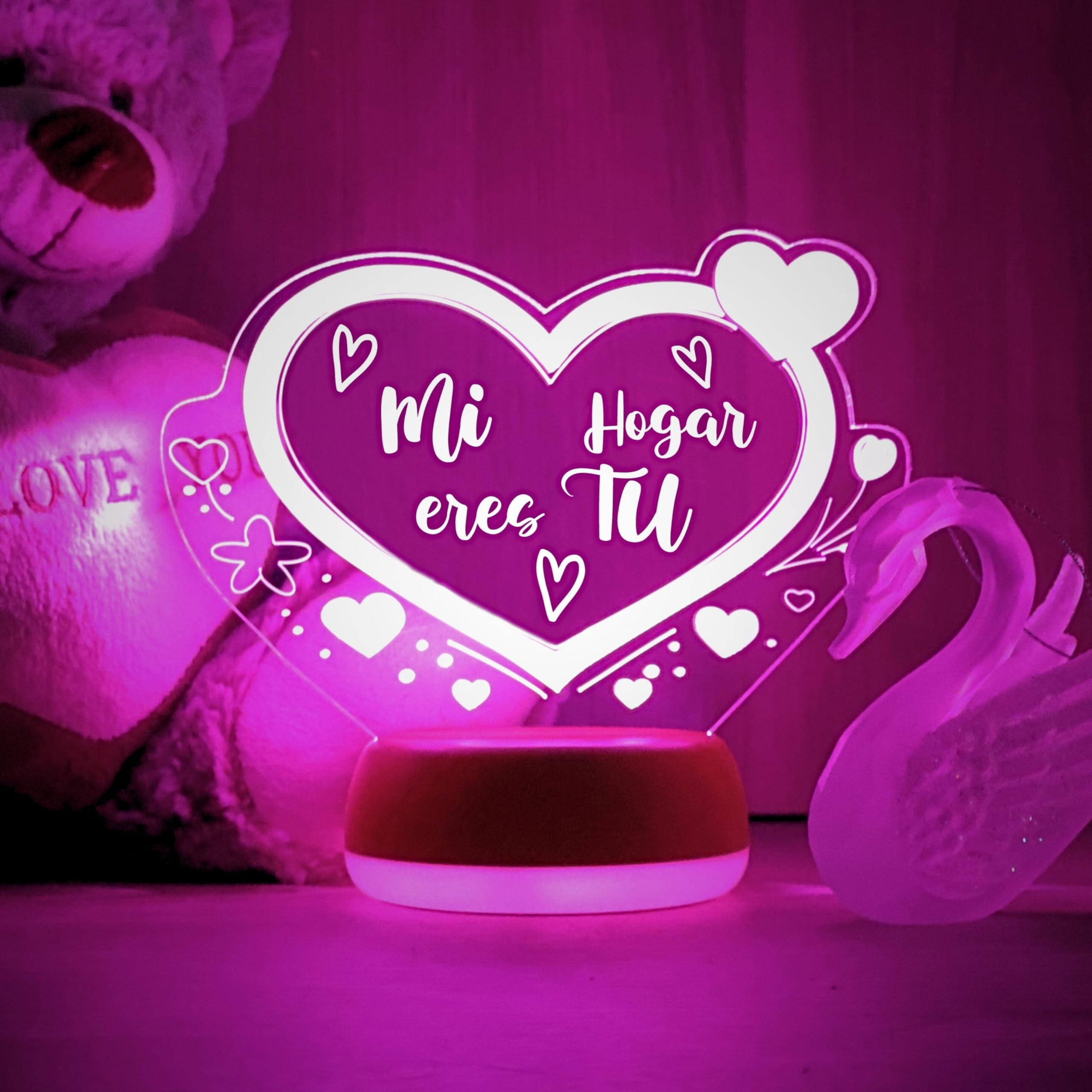 XpertHomeZ Lampara personalizada para escribir mensajes - Pizarra Led con Mando a Distancia y Rotulador - Regalo Mujer Hombre Niños - Luz de Noche Suave - Diseño de Corazon
