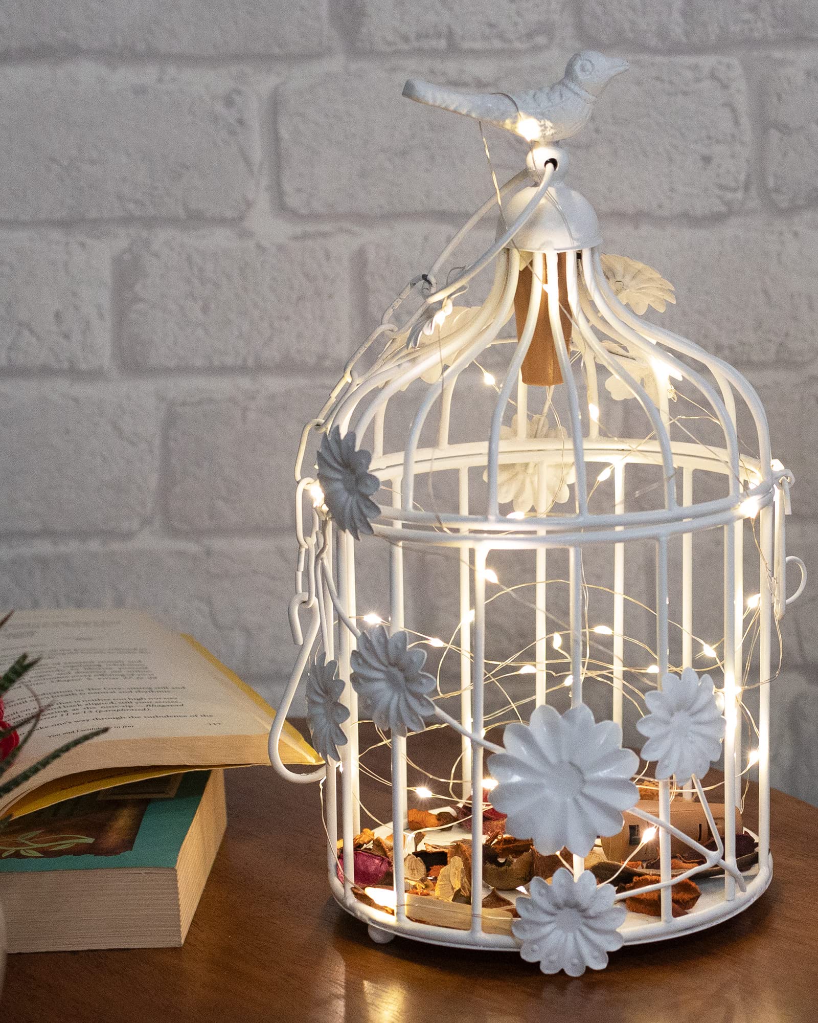 Homesake® Modern Style Iron Decorative Hanging Candle Cage with Hanging Chain, Cork String Light Tabletop or Hanging Tealight Holder Candle Holder (Small White) (B09YYM4L31) Amazon Price History, Amazon Price Tracker