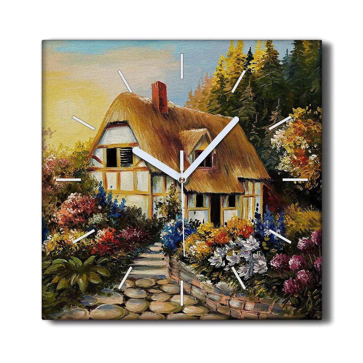 Horloge sur toile sans tic-tac pour salon decoration murale apaisante 30x30