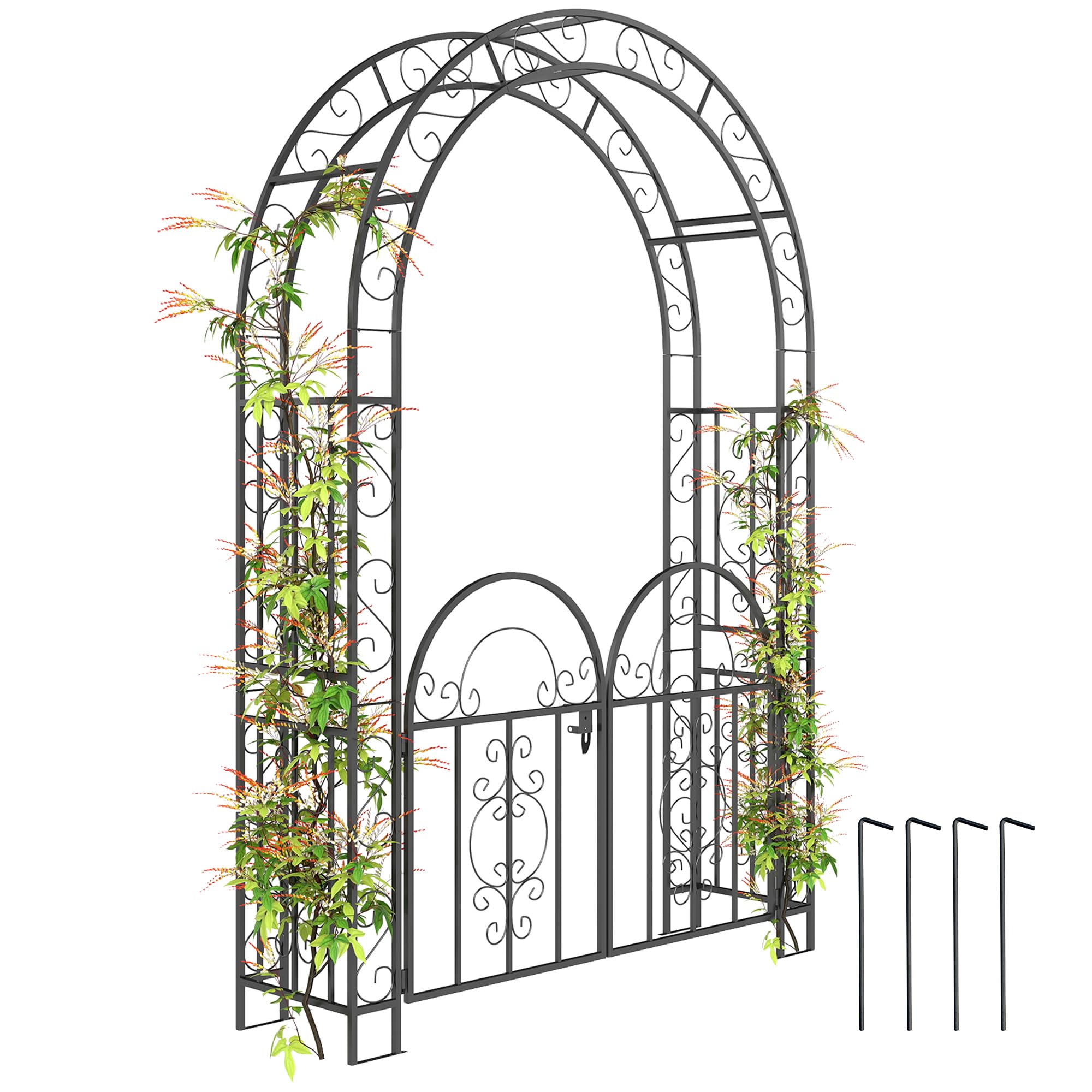 Outsunny Steel Garden Arch with Gate