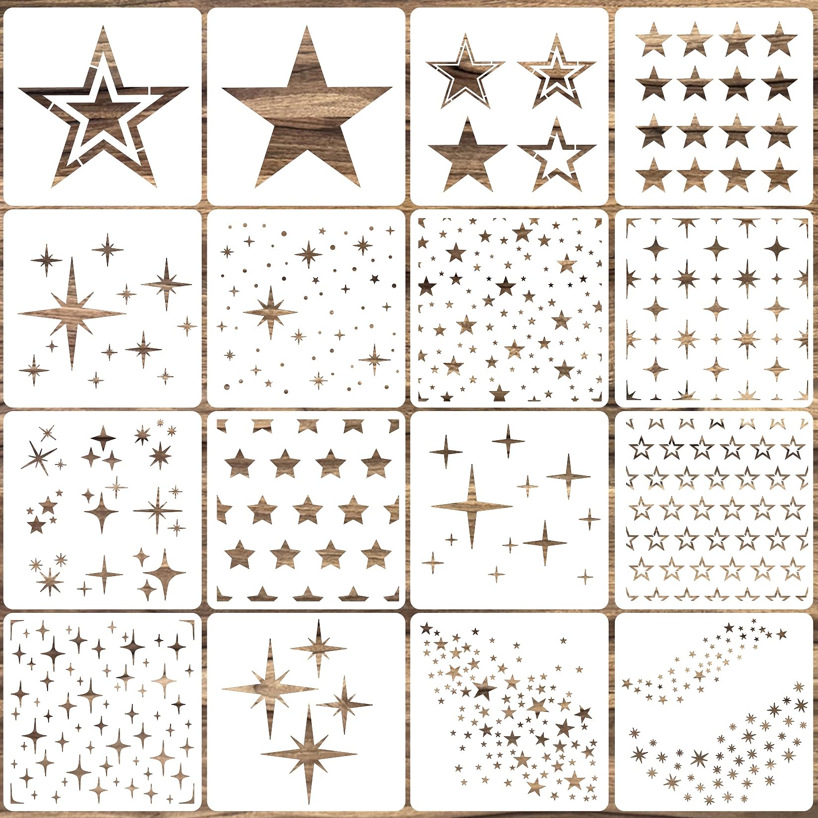 16 Pcs Star Stencil for Painting Stencil