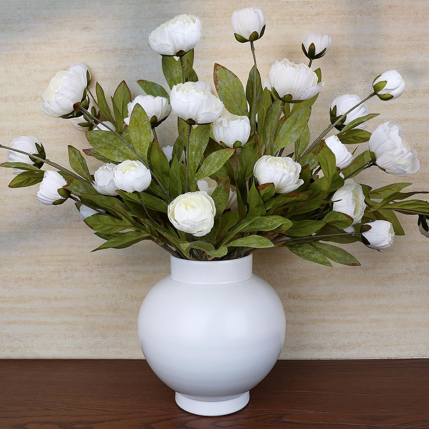 Artificial Silk Flowers Peony, 27", Cream White