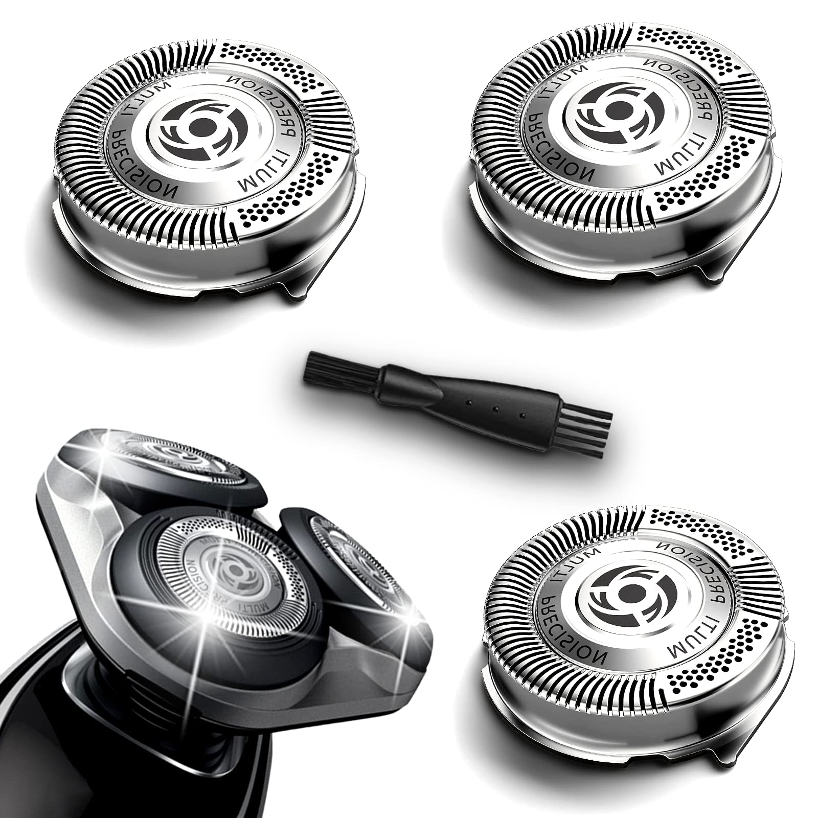 MAKINGTEC Shaver Replacement Heads 4 Set for Philips Norelco Shaver 5000 Series, PowerTouch, AquaTouch, OEM SH50 MultiPrecision, Upgrade Heads for a Cleaner Shave without Harming the Face