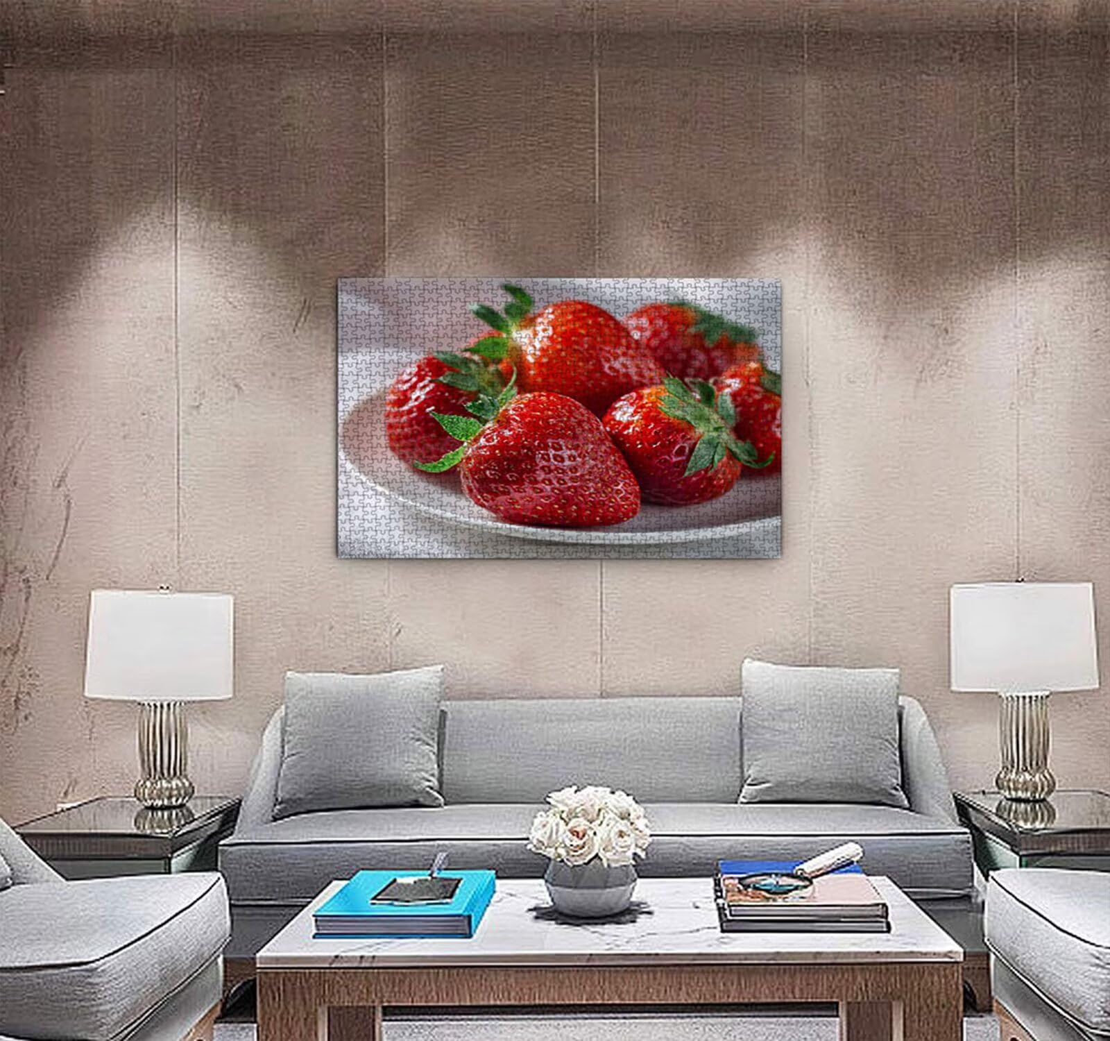 Puzzle 3000 sztuk, Truskawkowe Owoce 3D Puzzle dla dorosłych Wyzwanie, Artystyczne Puzzle Edukacja, Zabawne I Stymulujące Dekoracyjne Puzzle dla Rodziny, jako prezent i dekoracja ścian R6KH-75