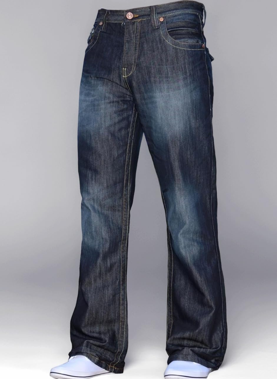 Men's Blue Bootcut Flared Work Casual Jeans Size 30-34
