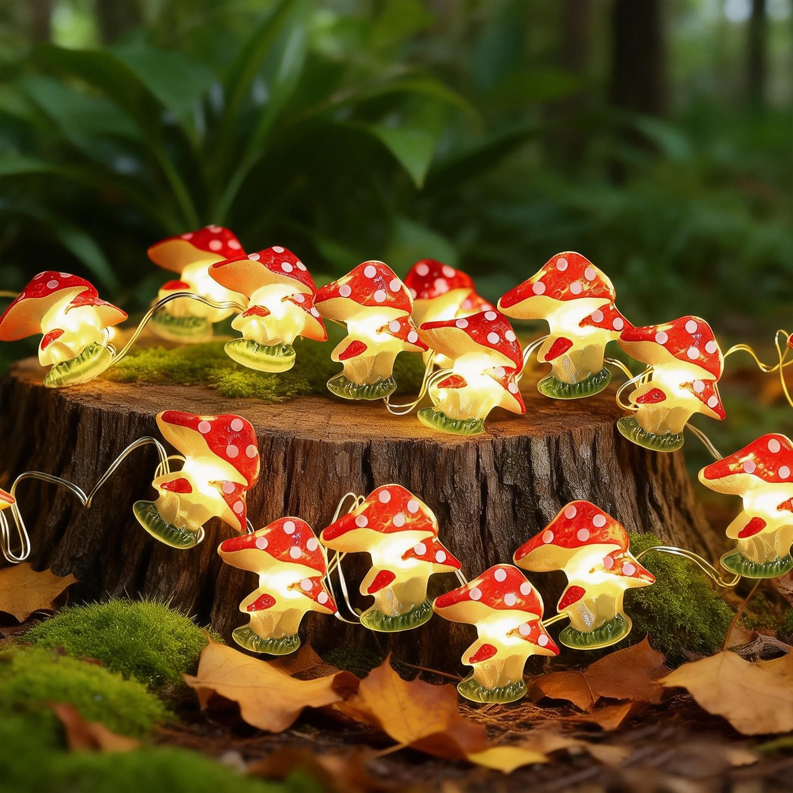 Auzlya Mushroom Fairy Lights, 2 m 20 LED Toadstool Fairy Lights, Warm White Mushroom Fairy Lights, Battery Operated, Light Mushroom Fairy Lights, for Indoor, Outdoor, Garden, DIY, Christmas Tree