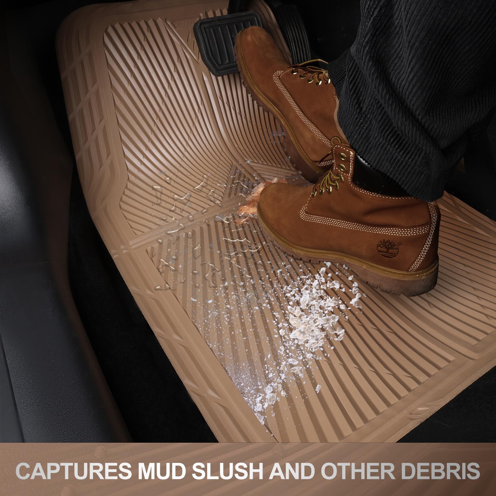 CAR PASS Rubber Car Mats Car Floor Mats All Weather Waterproof Trim-to Fit Automotive Floor Mats for Cars — view 7