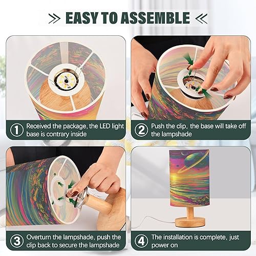 Miniatura 4 de Joisal Lámpara de lectura psicodélica colorida para mesita de noche de playa, pantalla amigable con los ojos, luces de escritorio para oficina en