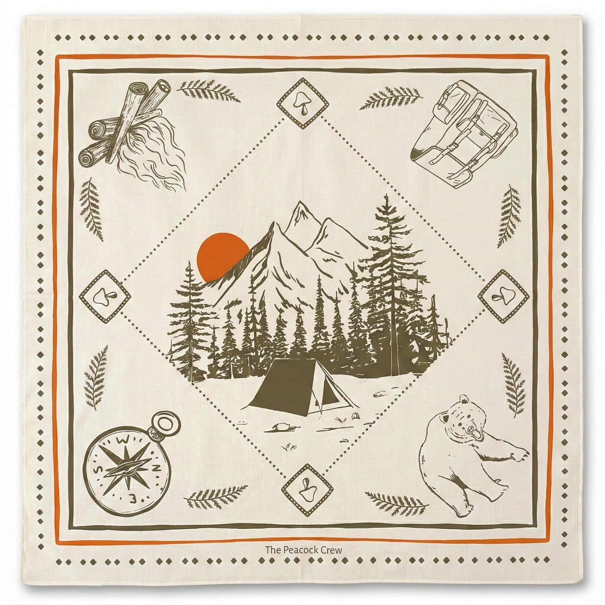 The Peacock Crew Premium Soft Cotton Designer Bandana for Men and Women 22x22 in