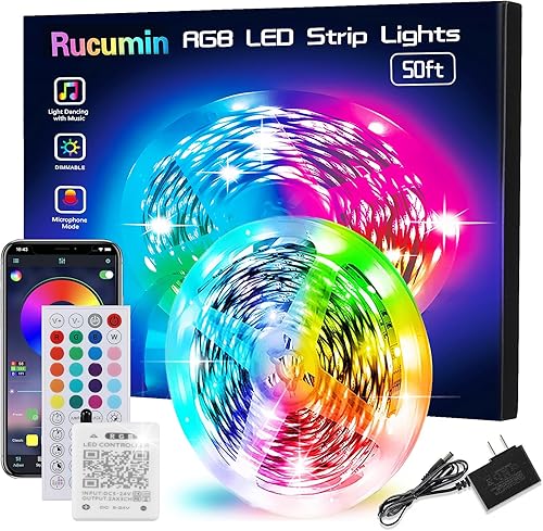 Luces LED de 32.8 pies para dormitorio, cuerda, sincronización de música, luces LED que cambian de color con aplicación y control remoto de 44