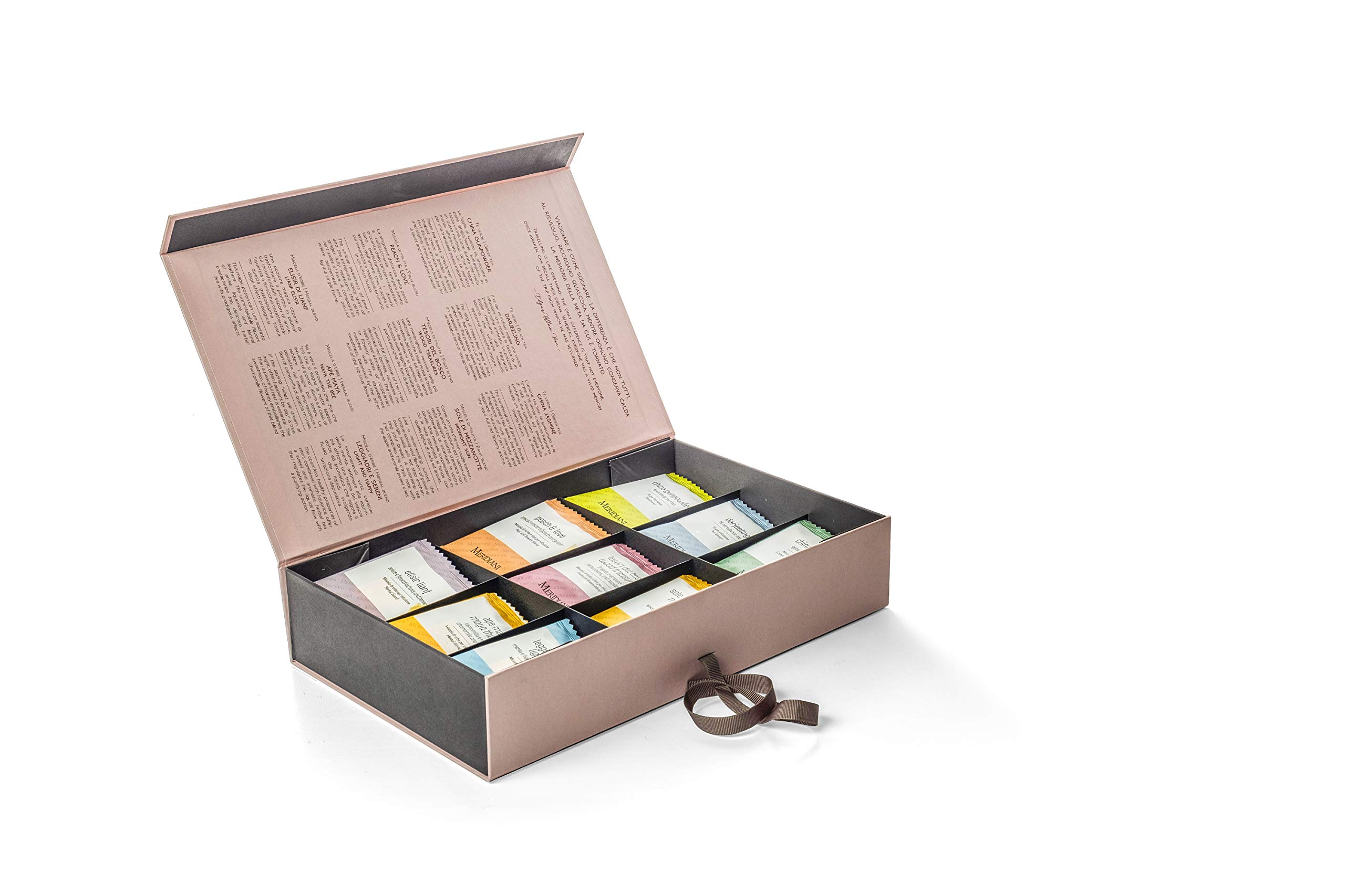 Meridiani Confezione Regalo 'La Rotta delle Indie' - Assortimento 45 Filtri di Tè, Infusi e Tisane Bio - 45 Unità