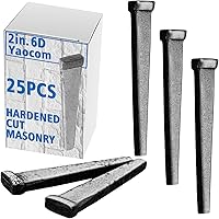 Yaocom 25-Pack 6D (2") Hardened Steel Rose Head Masonry Nails for Concrete, Brick, Stone - Heavy Duty Cut Nails for Pros & DIY