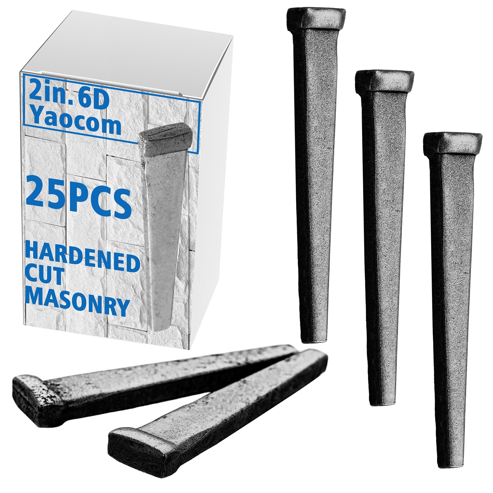 Yaocom 25 Pcs 6d(2") Hardened Cut Masonry Nail, Rose Nail Masonry