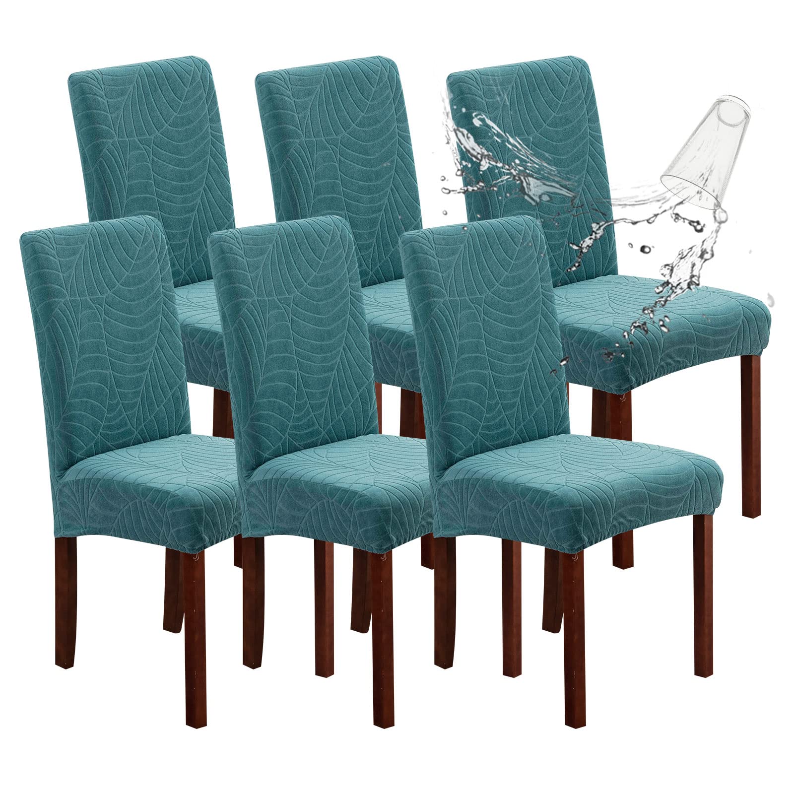 Housse de chaise jacquard amovible et imperméable Genina lot de 6