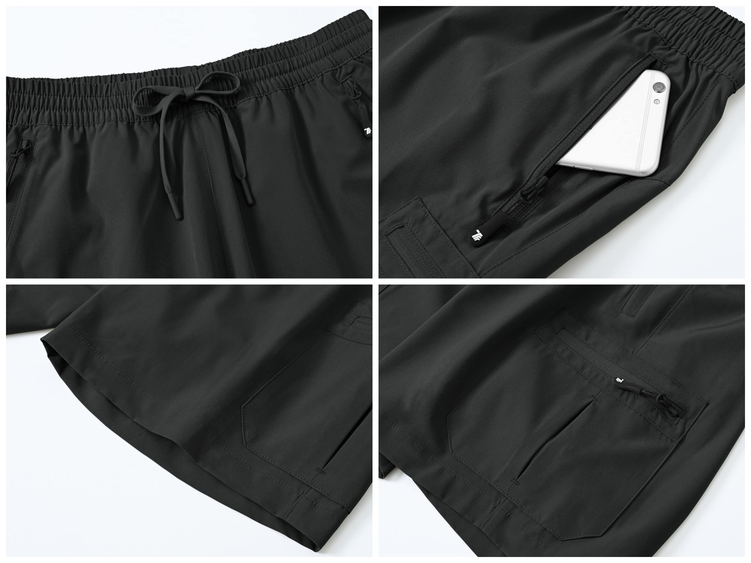 Rdruko Short cargo pour femme avec cordon de serrage élastique taille haute d'été décontracté à séchage rapide pour le travail, les voyages, le golf, la randonnée, la marche, résistant à l'eau