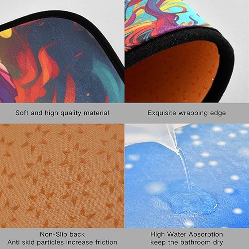 Miniatura 6 de Kitchen Mats for Floor 2 Piece Set Fantasy Skull with Hat Print, Anti Skid Cushioned Water Absorbent Kitchen Rugs Door Mat Floor Mats for Kitchen