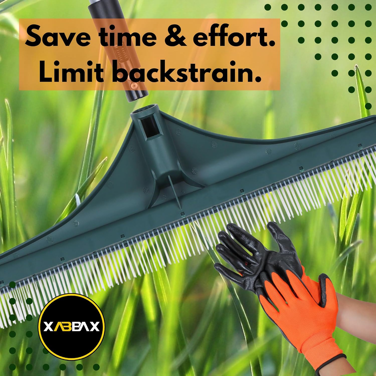 XABAX Artificial Turf Rake | Extra Length - Heavy Duty | Astro Turf Bristle Brush - Ideal for Astro Grass Leaves | Abrasion & Rust Resistant