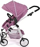 Bayer Chic 2000 - Nele Doll's Pram, 2-in-1 Combination Doll Pram for Children from 3 to 8 Years, Doll Pram with Convertible Baby Carrycot for Dolls up to 50 cm Size, Jeans Pink - 4