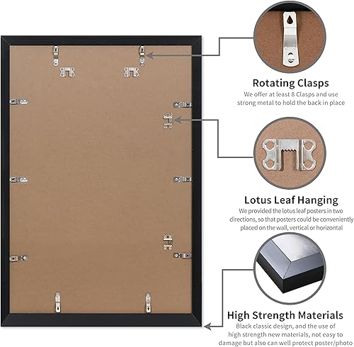 Miniatura 4 de DOAI ART Marco negro de 20 x 30 pulgadas, 2 unidades, marco de póster o marco de fotos de 20 x 30 pulgadas con plexiglás HD para montaje en pared