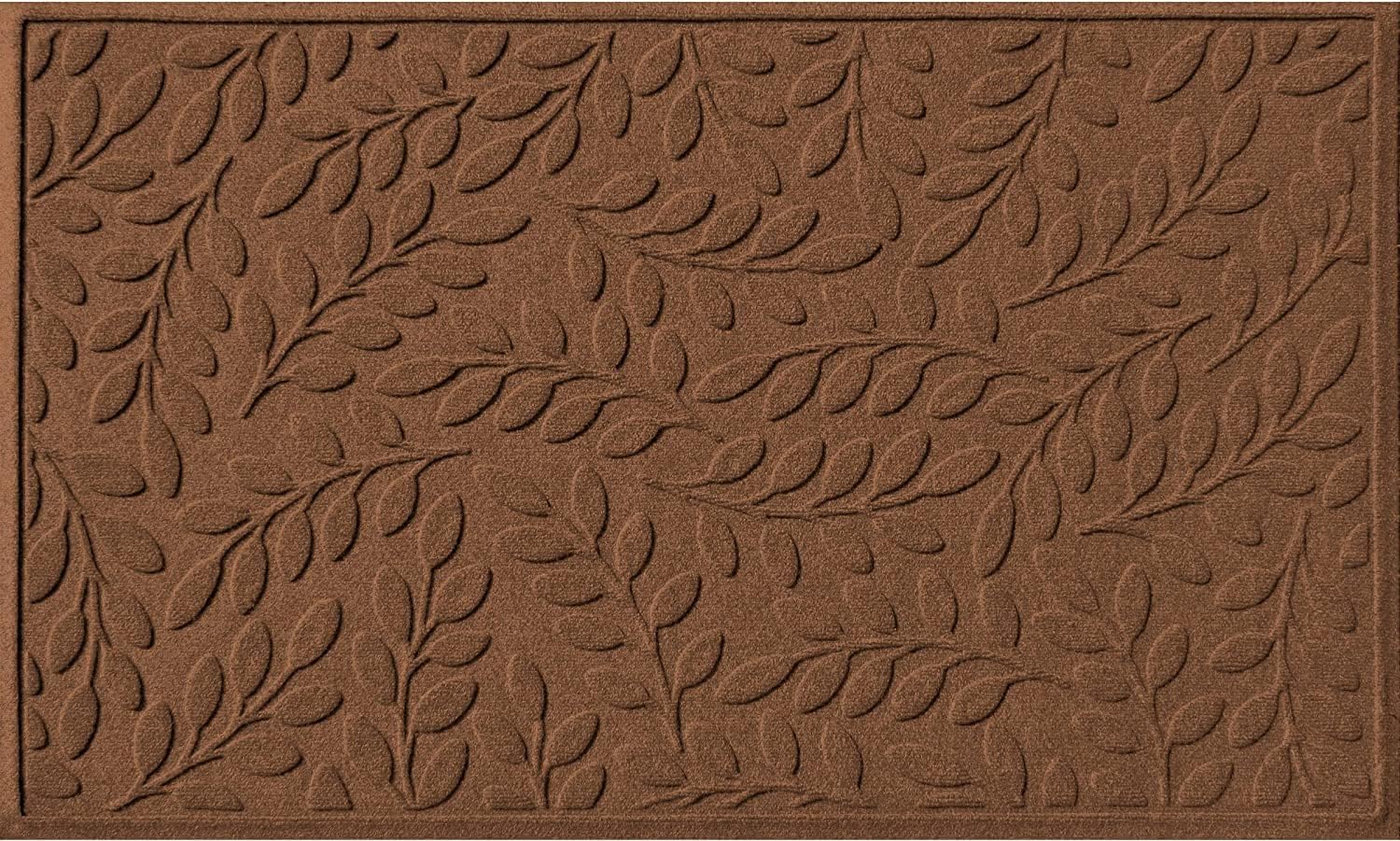 WaterHog Welcome Mat for Indoor/Outdoor, 3’ x 5’, Made in USA, Durable & Water-Resistant, Dirt Trapping Mat, Decorative Front Door and Entryway Rug, Brittney Leaf Design, Dark Brown