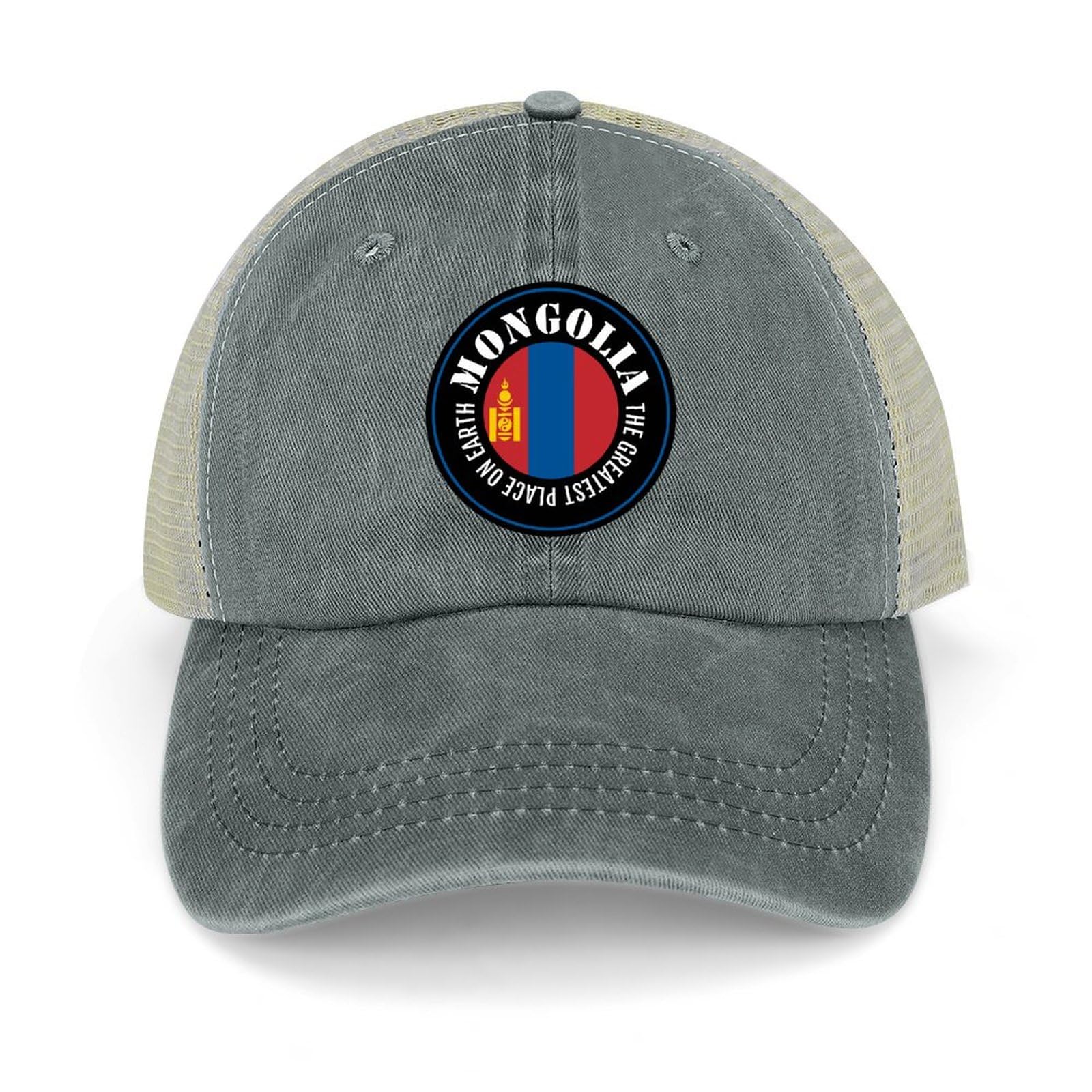 Yelolyio Outdoor Cap Men's Mesh Back Ballcap The Greatest Place On Earth Mongolia Cotton Caps Mongolia Flag Caps Baseball Caps Fishing Hats Mesh Caps Outdoor Sports Caps Gray