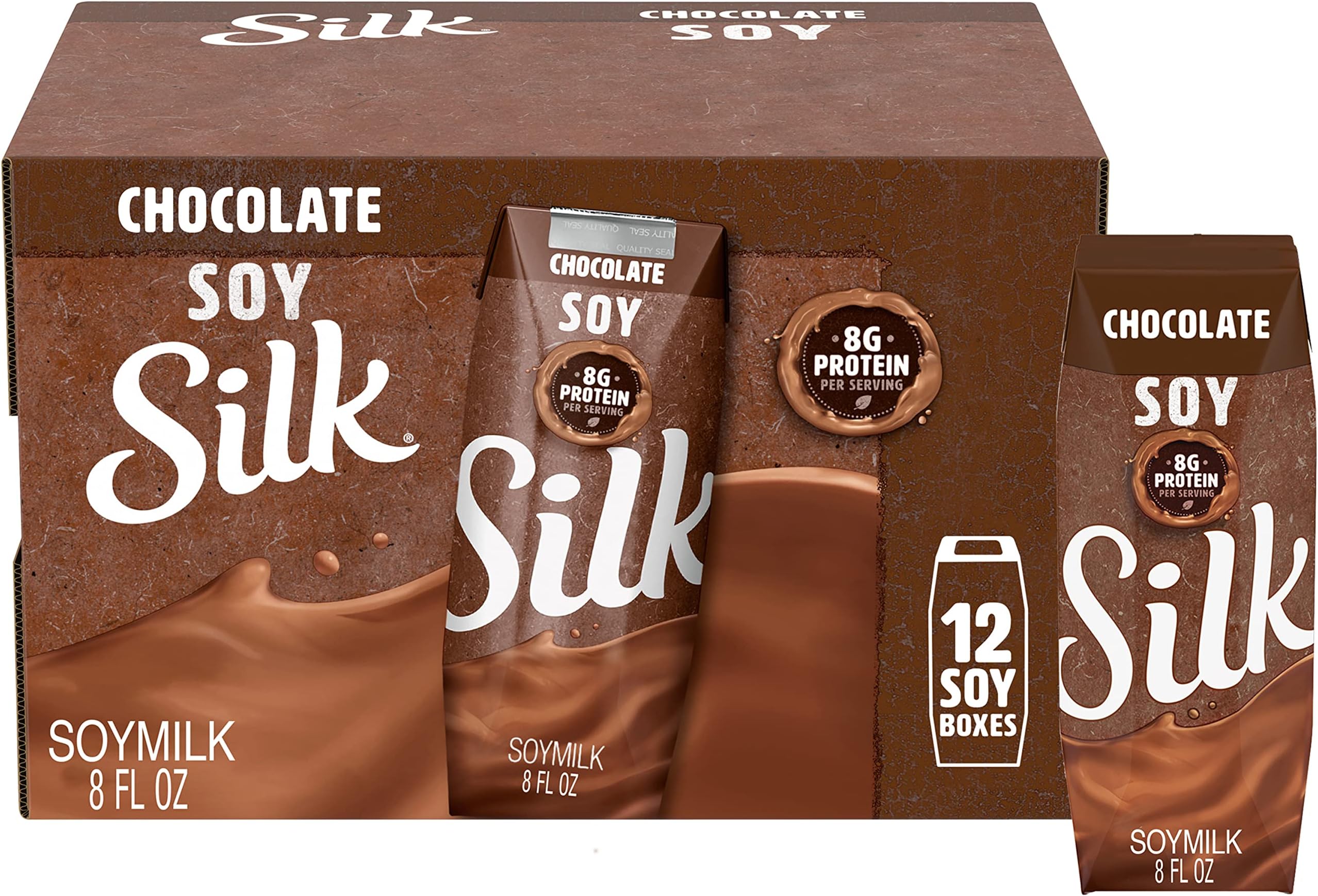 Silk ShelfStable Soymilk Singles, Chocolate, DairyFree
