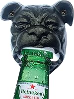 Vista 3 de MGTECH Abrebotellas Bulldog montado en la pared, abrebotellas rústico de hierro fundido para perros