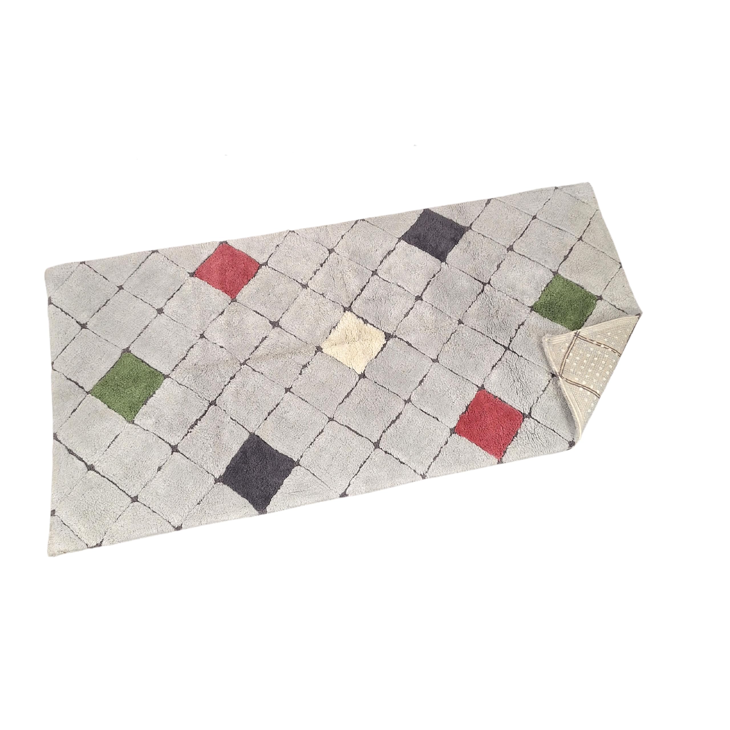 PERLARARA Tappeto Bagno Assorbente ed Antiscivolo in Cotone Lavabile in Lavatrice - Lungo 65x130 cm - Grigio Rainbow