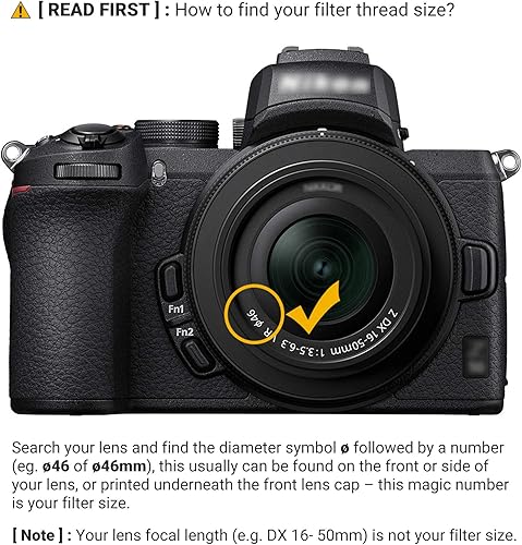 Miniatura 2 de JJC Filtro UV multicapa de 1.811 in para Nikon Z30 Z50 Z fc Zfc con Nikkor Z DX 0.630-1.969 in Kit lente para Panasonic G7 con kit Lumix G Vario