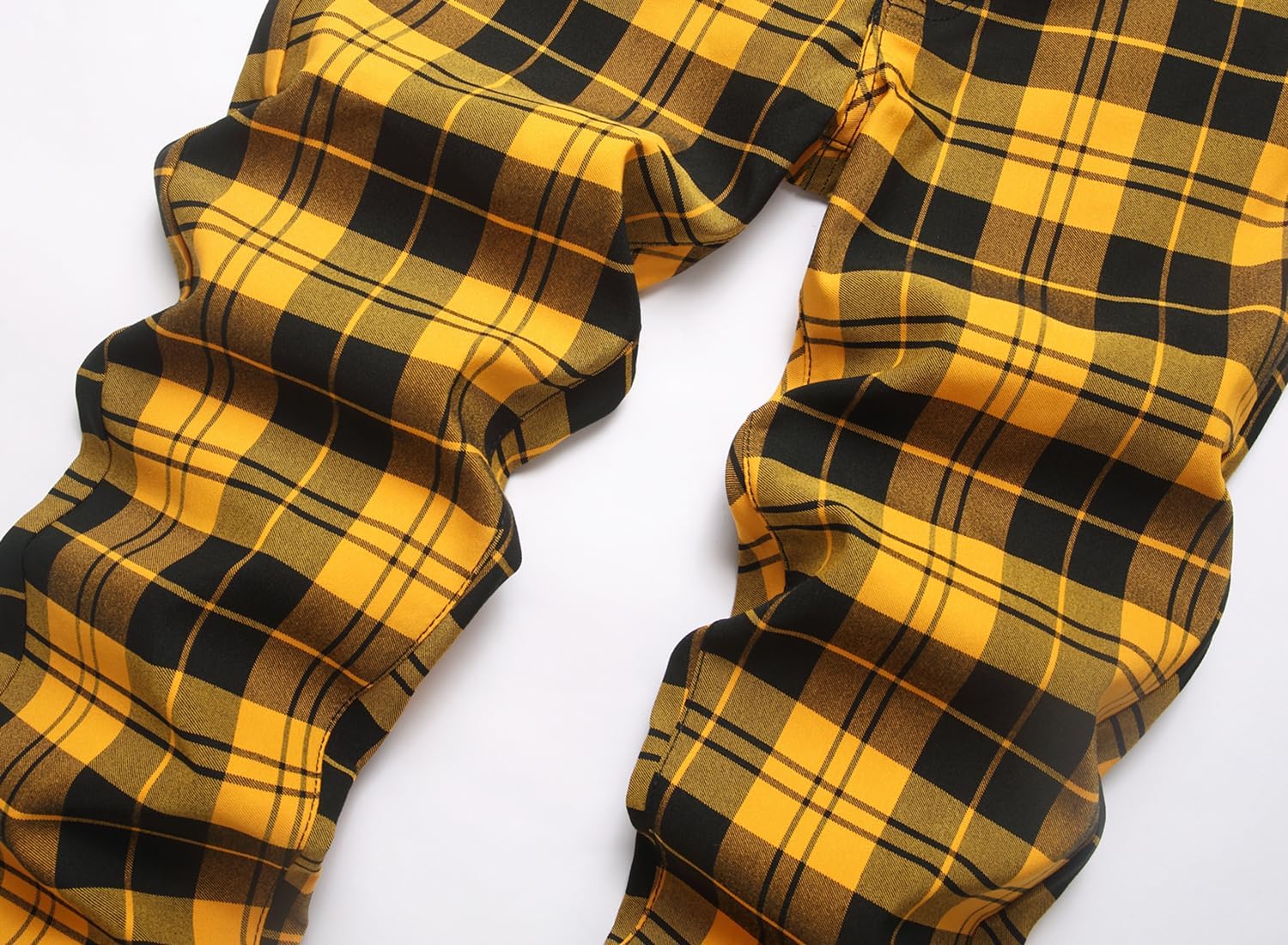 NOVOCCT Men's Stretch Slim Fit Plaid Pants, Casual Skinny Dress Pants for Office Work & Daily Wear