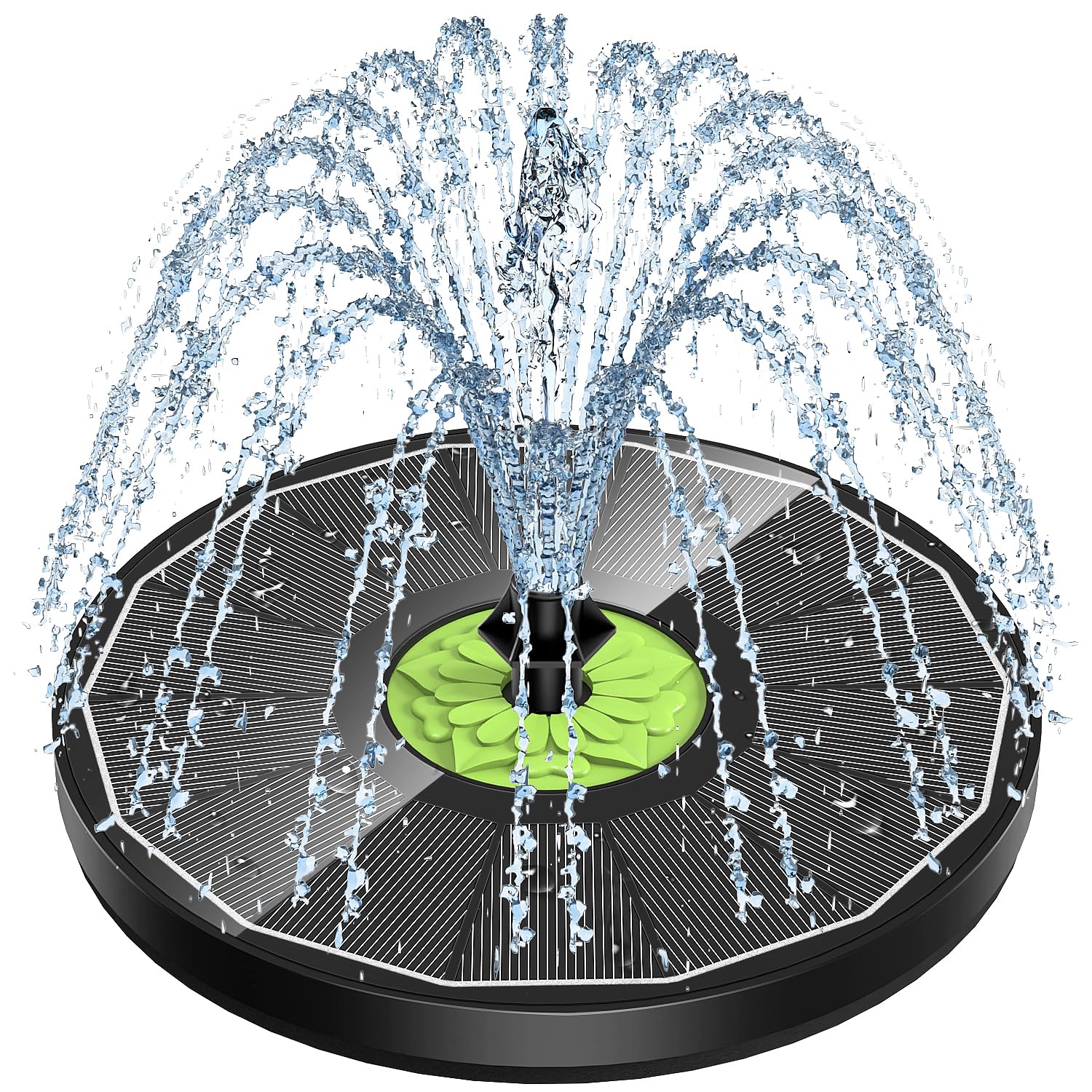SZMP Solar Fountain 3.5W Bird Bath Fountains with Tender Green Flower Upgraded 100% Glass Panel, Solar Fountain Pump with 7 Nozzles, Solar Water Fountain for Hummingbirds, Garden, Pond (Black)-image-44