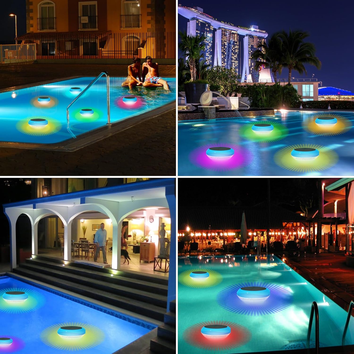 Solar Floating Pool Lights, 2-Pack RGB Changing Solar Pool Lights Remote Control, Outdoor Waterproof LED Pool Lights for Garden Backyard Pond Party Decorations