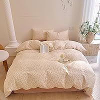 Vista 191 de 3 piezas de juego de funda de edredón tamaño individual XL, funda de edredón blanca con estampado floral azul, ropa de cama coquette de algodón