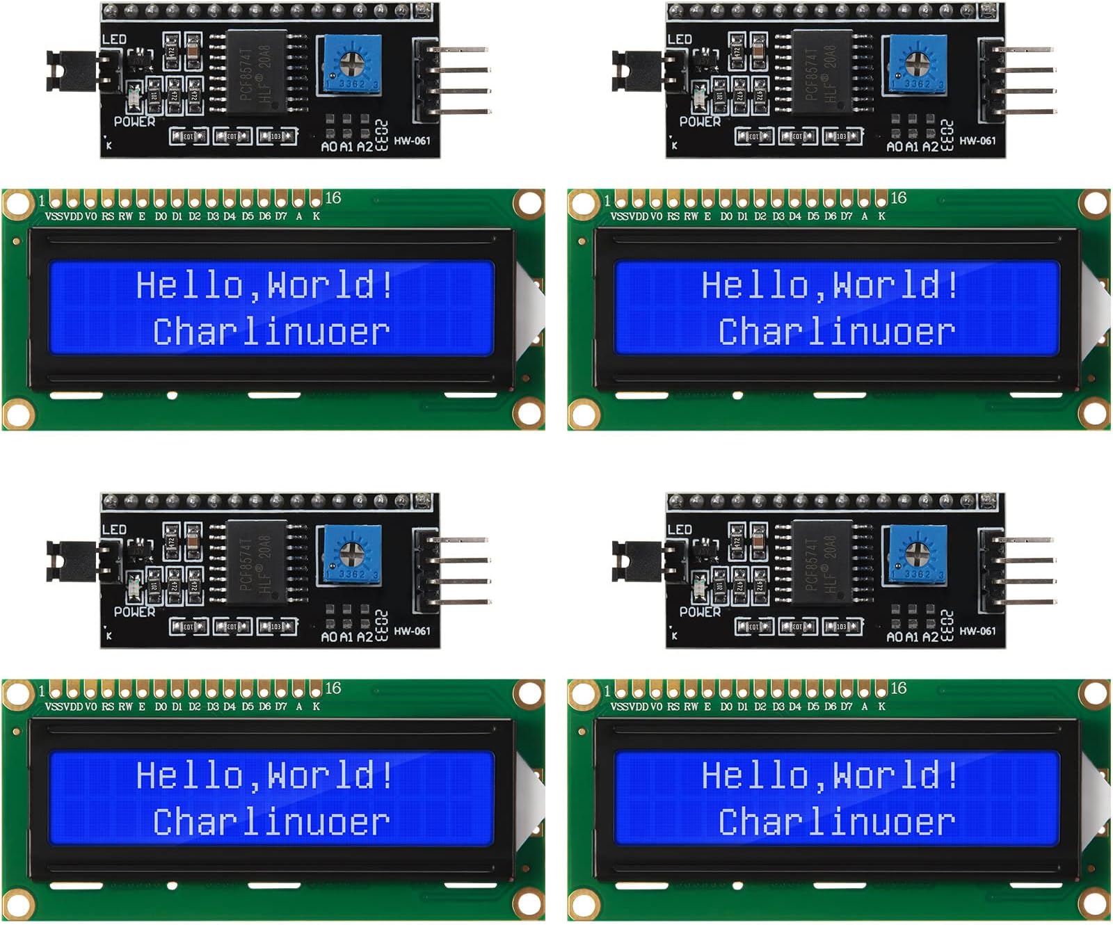 Weewooday 8 Pieces IIC/ I2C/ TWI LCD Serial Interface Adapter and LCD Module Display Blue Backlight Compatible with Arduino R3 MEGA2560 (LCD 1602 16 x 2)