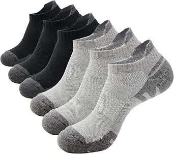 Fancy Forest Low Cut Running Socks - Cushioned Anti-Blister Ankle Socks with Tab, Sports Socks for Men, 6 Pairs