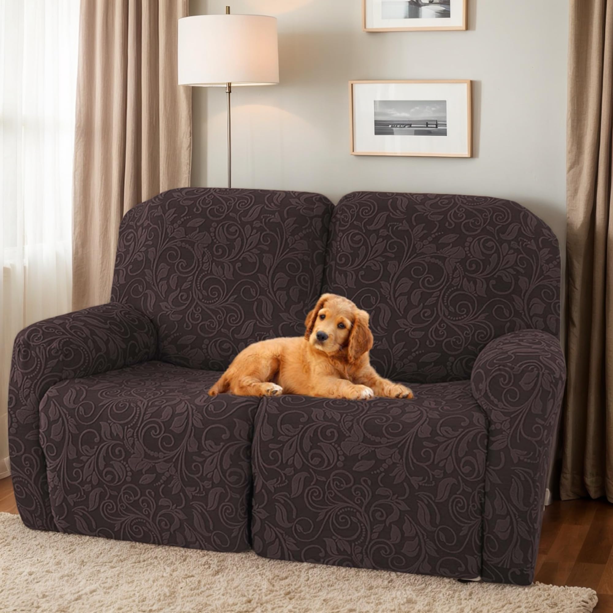 LiveGo Recliner Chair Cover Stretch Jacquard Slipcover for 1, 2, 3 Seater Recliners