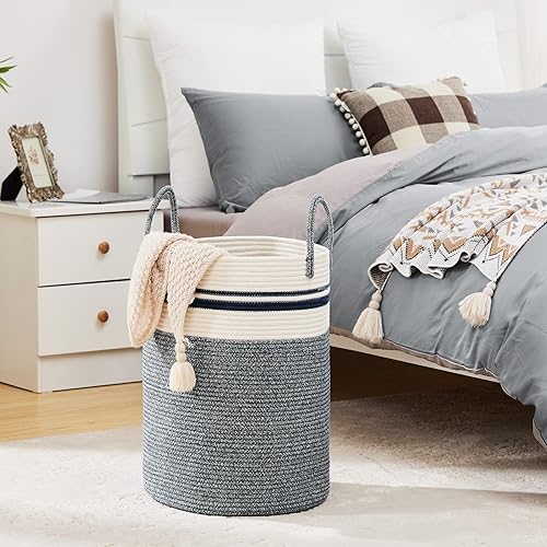 Miniatura 7 de Fiona's magic - Cesta de lavandería tejida grande de 58 litros, cesta de almacenamiento de ropa sucia, cesta para cuarto del bebé, juguetes y cesta