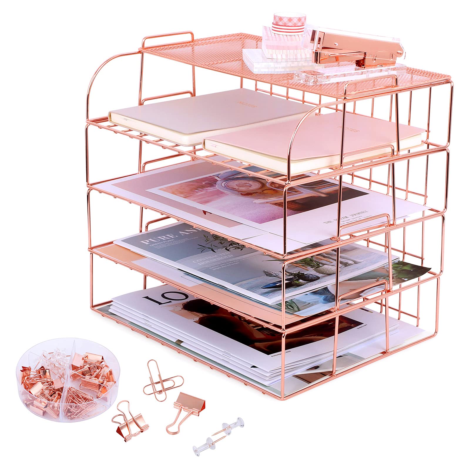 Buy Stackable Paper Tray Organizer Desk File Organizer, 4 Tier Desk Organizers and Accessories