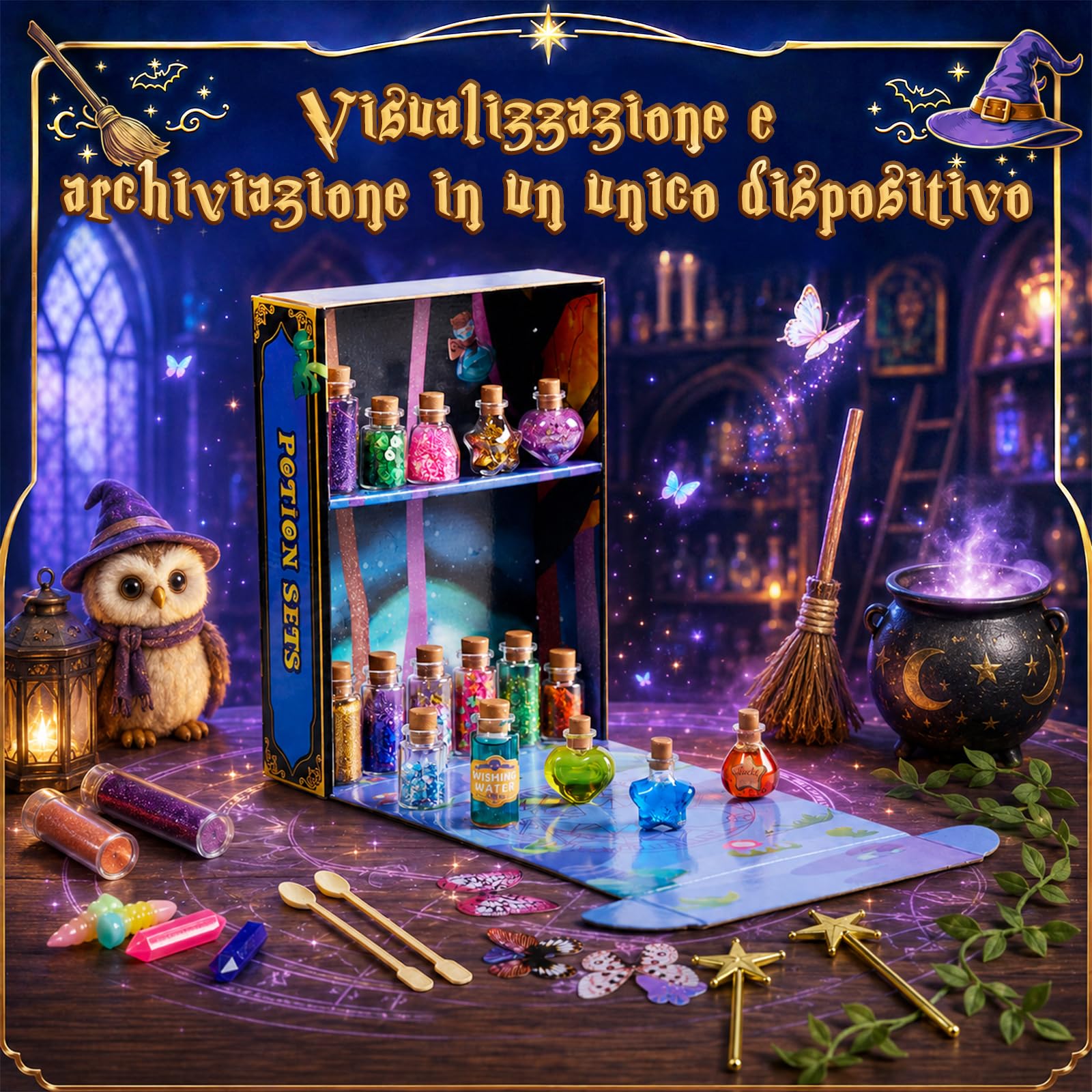 Wothfav Kit di Pozioni Misteriose per Bambini, Mescola 22 Pozioni Magiche, Pozioni Magiche Bambina, Giocattolo Creativo Artigianali, Kit di Pozioni Fatate Lavoretti Creativi per Bambini 6-12 Anni