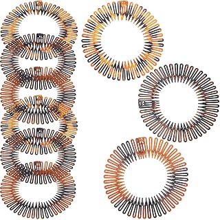 9 Pieces Full Circular Stretch Comb Flexible Plastic Circle Comb Stretch Hair Comb Headband Hairband Holder for Women Girls, 3 Colors (Yellow Leopard, Red Leopard, Tortoise Shell)
